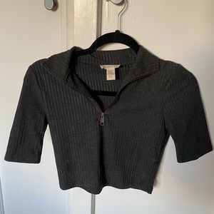 Silence+Noise Zipper Crop Top